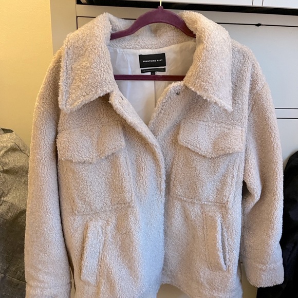 Something Navy Sherpa Coat - Picture 2 of 4